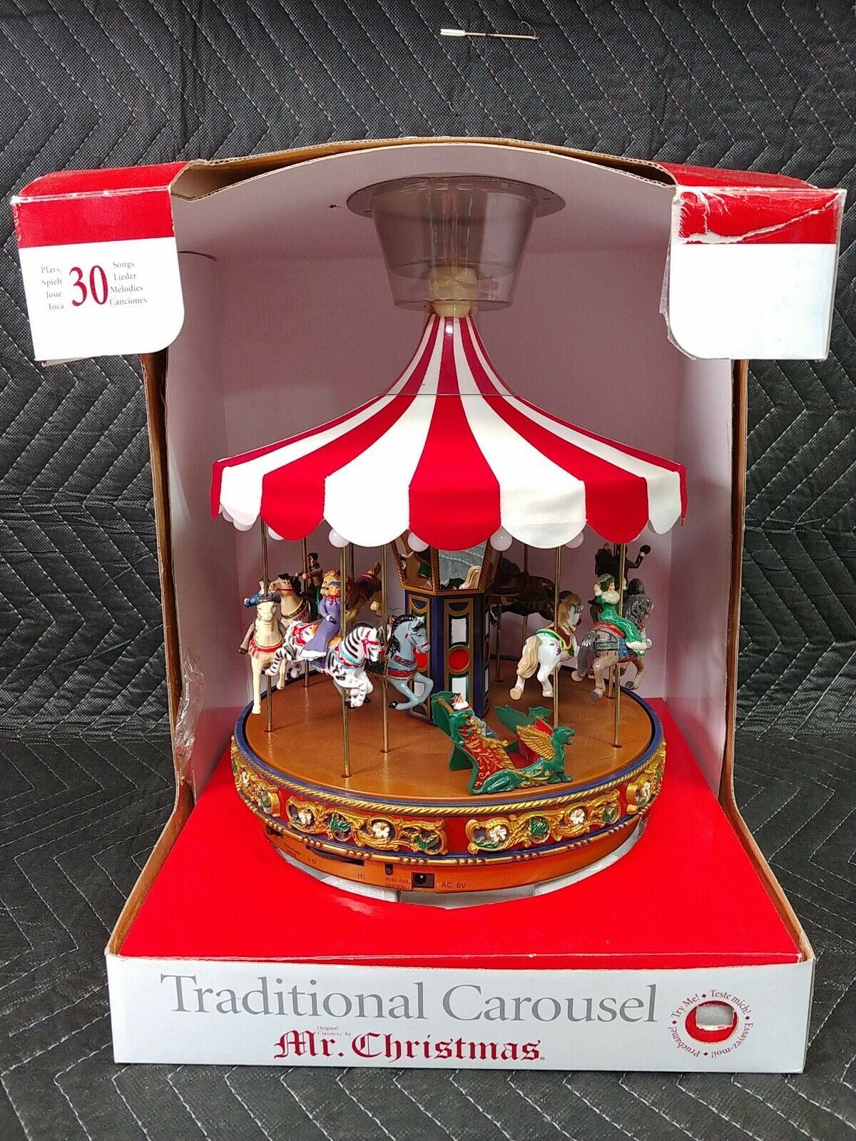 Mr. Christmas Carousel Traditional Music Motion Wild Animals Excellent Condition