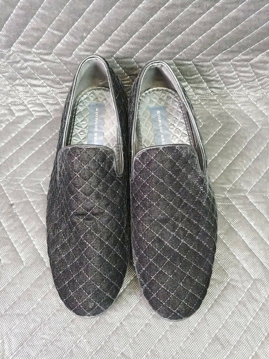 Men Giorgio Brutini Chatwal Black Velvet Diamond Quilt Loafers Size 9M (176271)