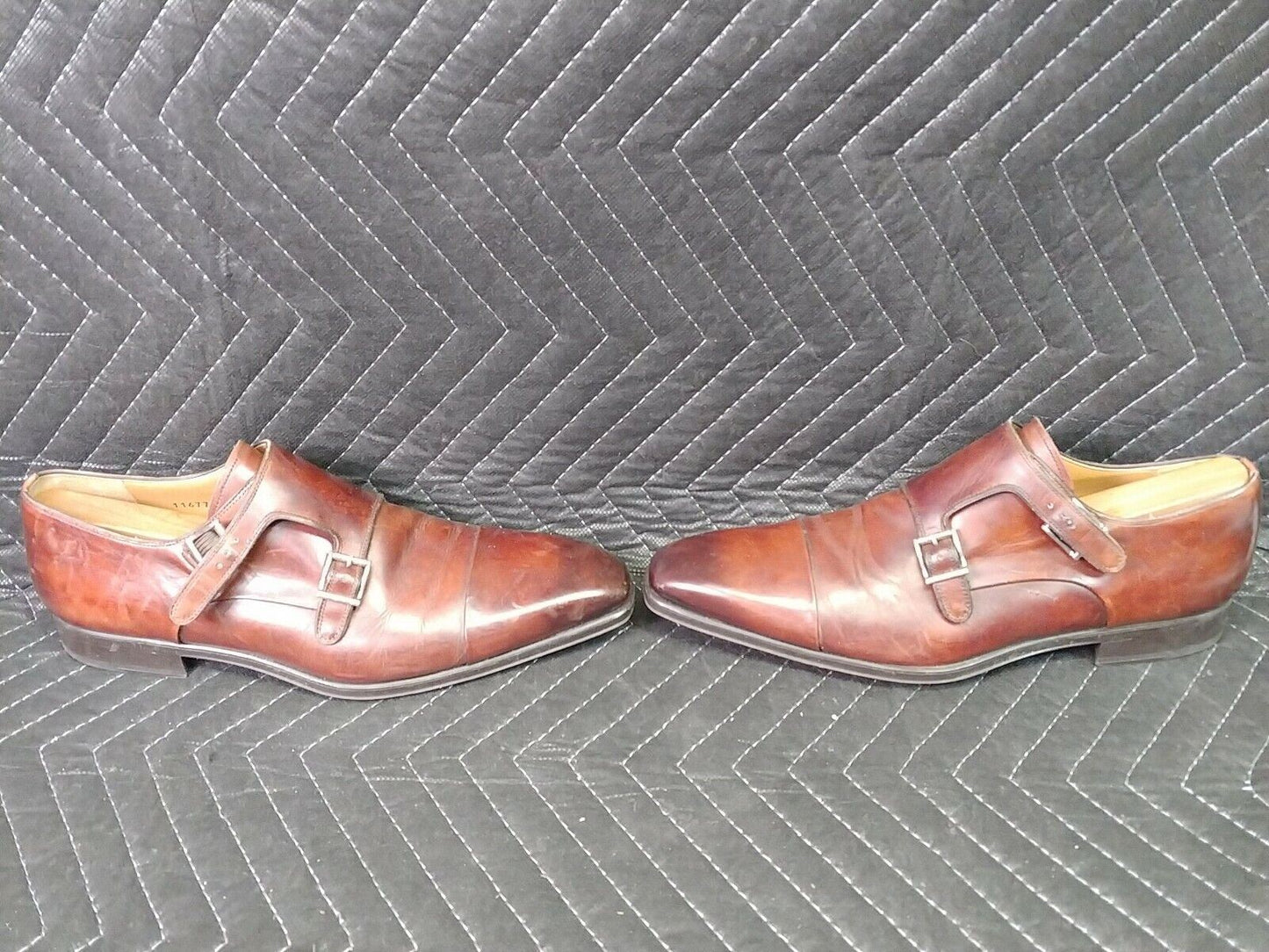 Magnanni Double Monk Strap Loafer Brown Leather Mens 9 M Dress Shoes