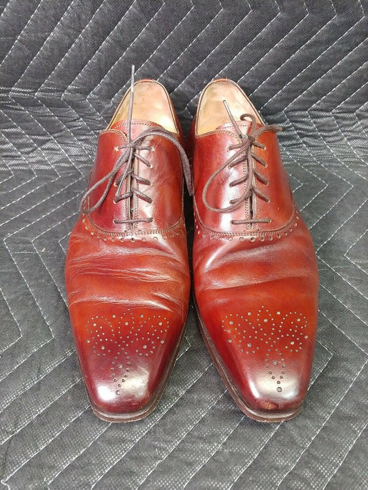 Magnanni Oxfords Size 9M 19398 EU42 Brown Handmade Leather