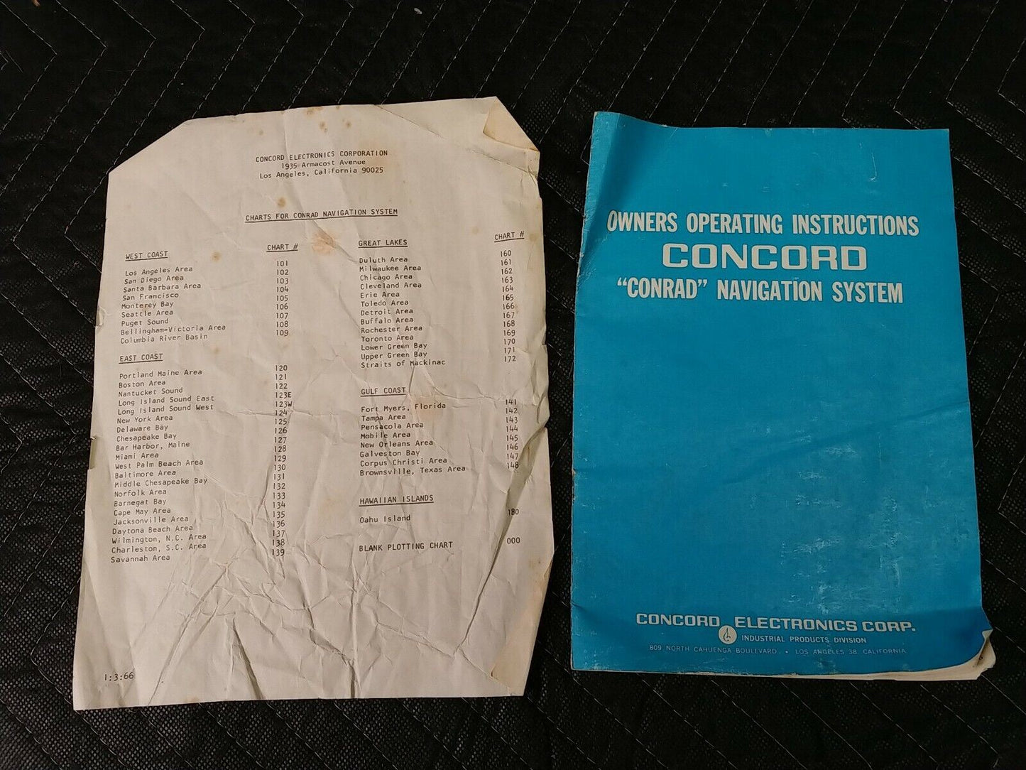 Concord Conrad Navigation Receive DF-1 with Bag, and Conrad Chart of LA