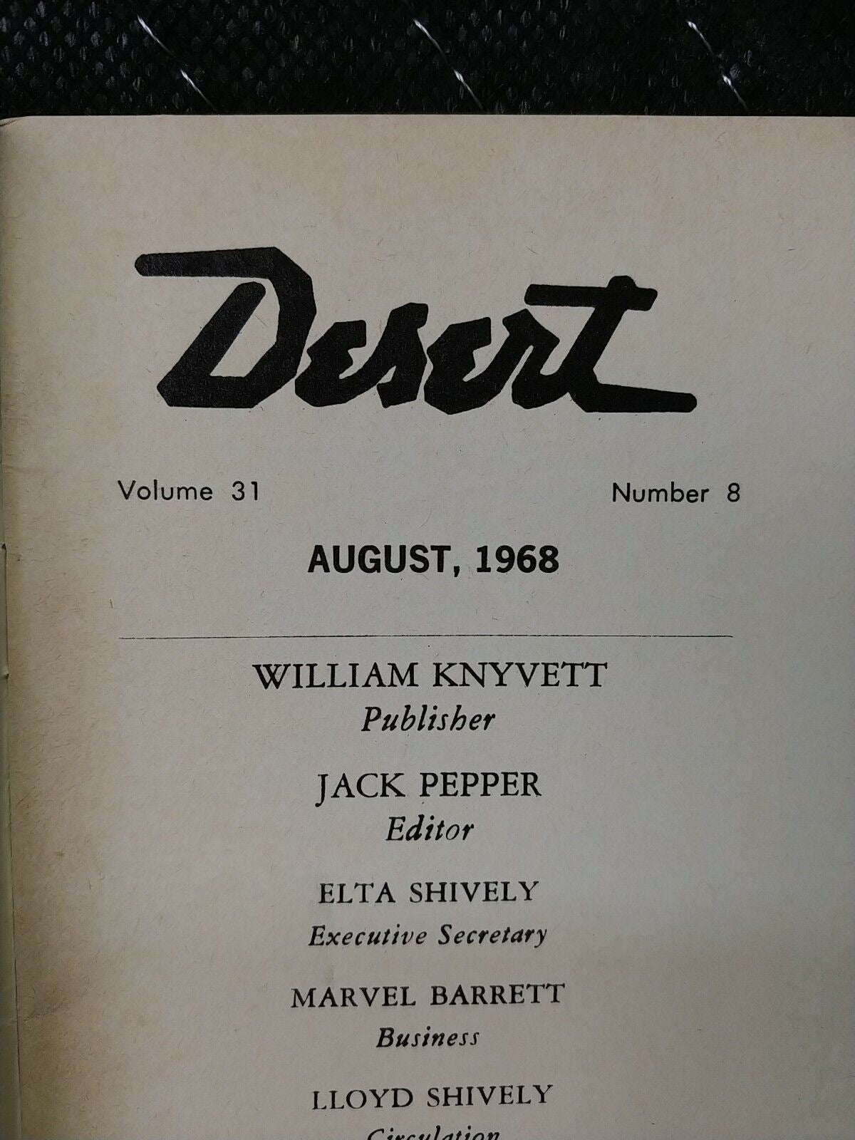 Vintage Desert Magazine August 1968