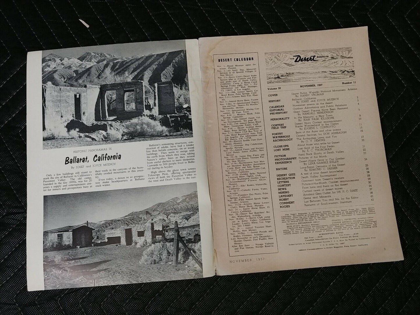 Vintage Desert Magazine November 1957