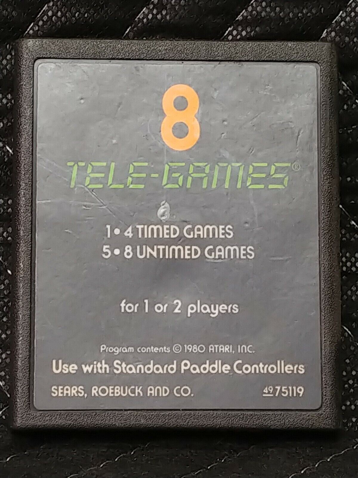 8 Tele-Games Night Driver Atari 2600 Sears Text Label Game