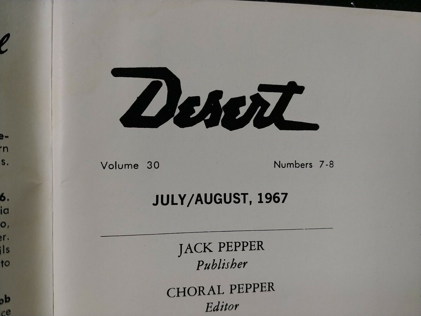 Vintage Desert Magazine July/August 1967