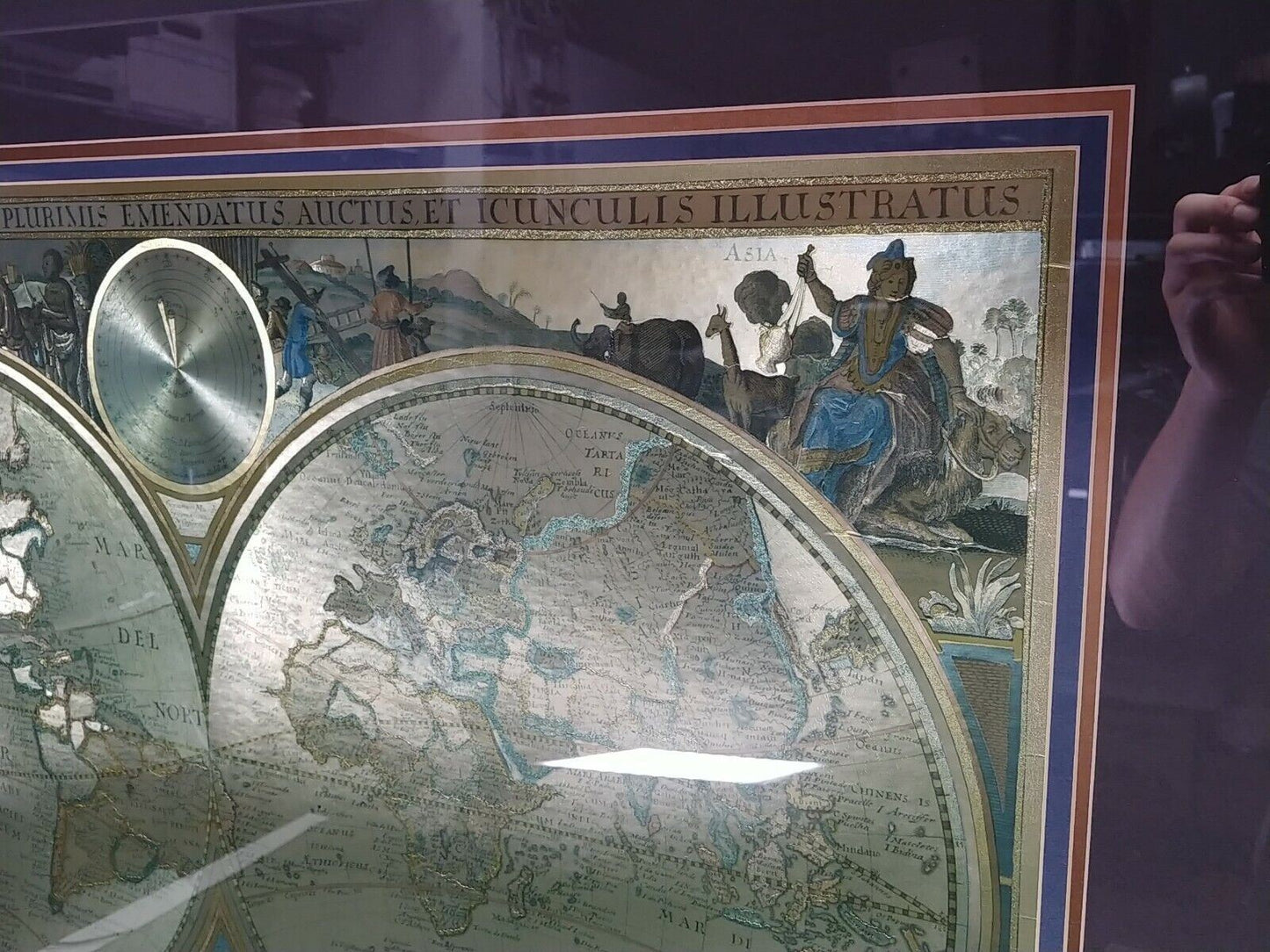 RARE Framed Gold Foil Old World Map/Nova Totius Terrarum Orbis Geographica Ac