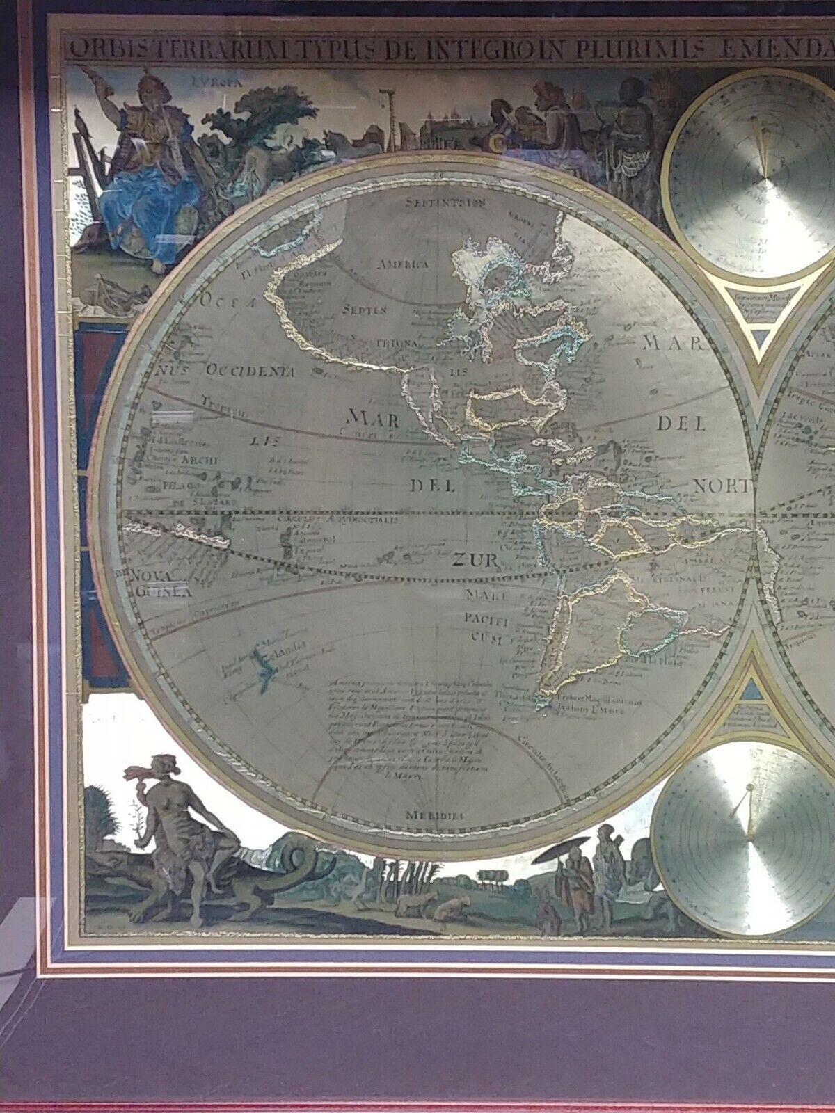 RARE Framed Gold Foil Old World Map/Nova Totius Terrarum Orbis Geographica Ac