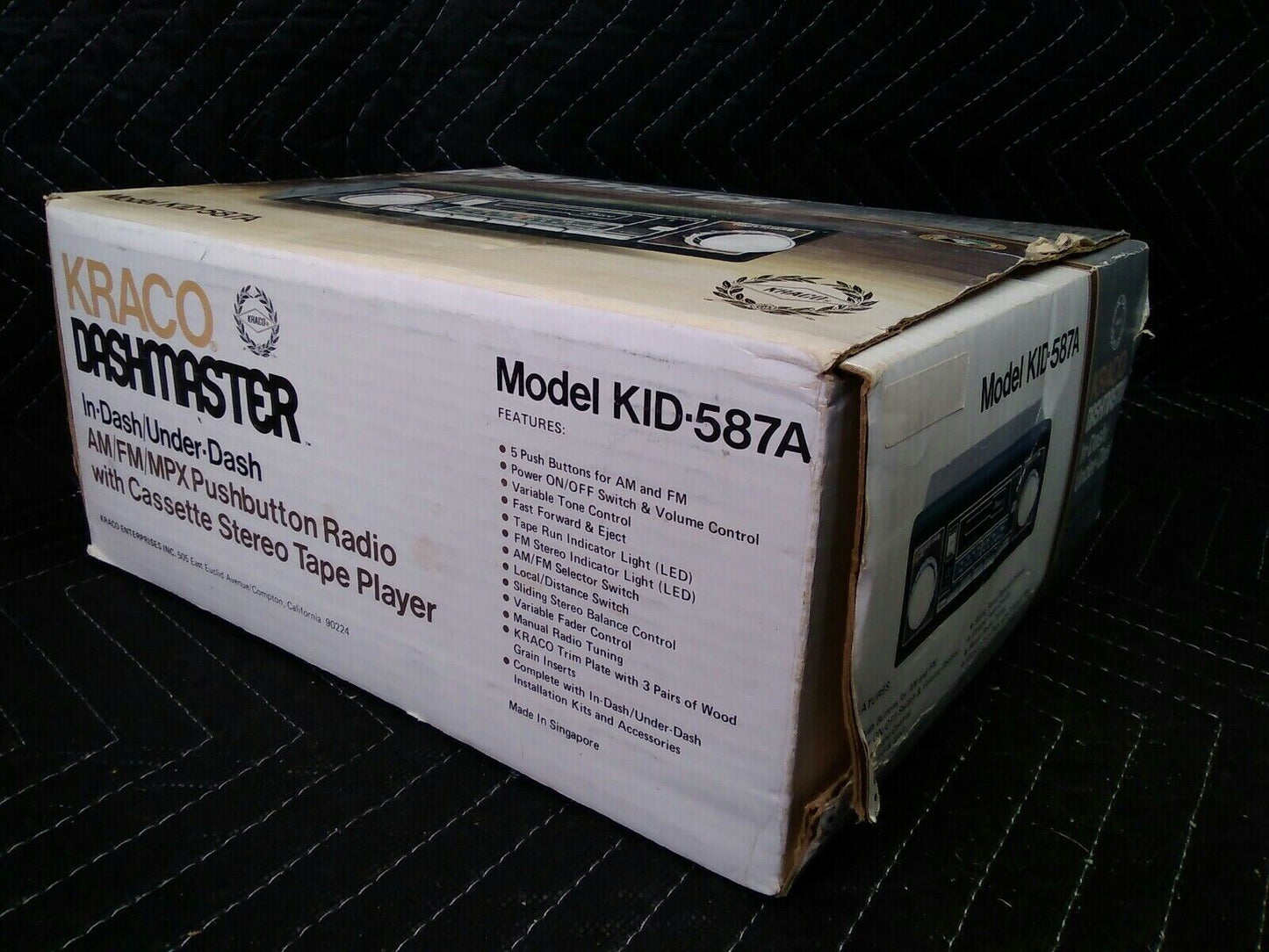 Vintage Kraco Dashmaster Stereo Cassette Player With AM/FM/MPX KID-587A NOS