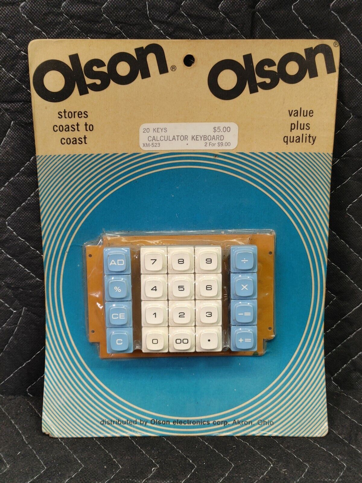 Vtg 1980s NOS OLSON Numeric Keyboard in Package - Calculator Keypad Number XM523