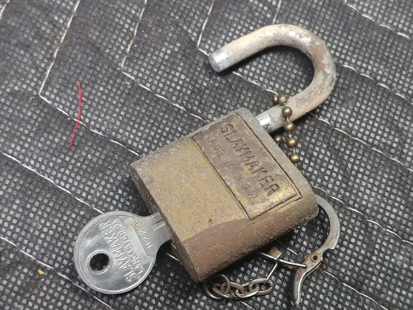 Vintage Slaymaker Cylinder Brass Padlock With Original Key Lock