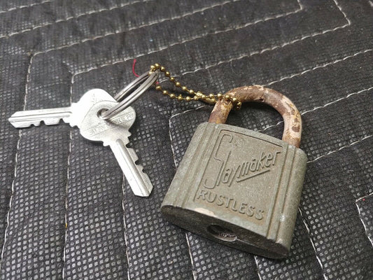 Vintage Slaymaker Rustless Brass Padlock Lock w/ 2 Keys Works