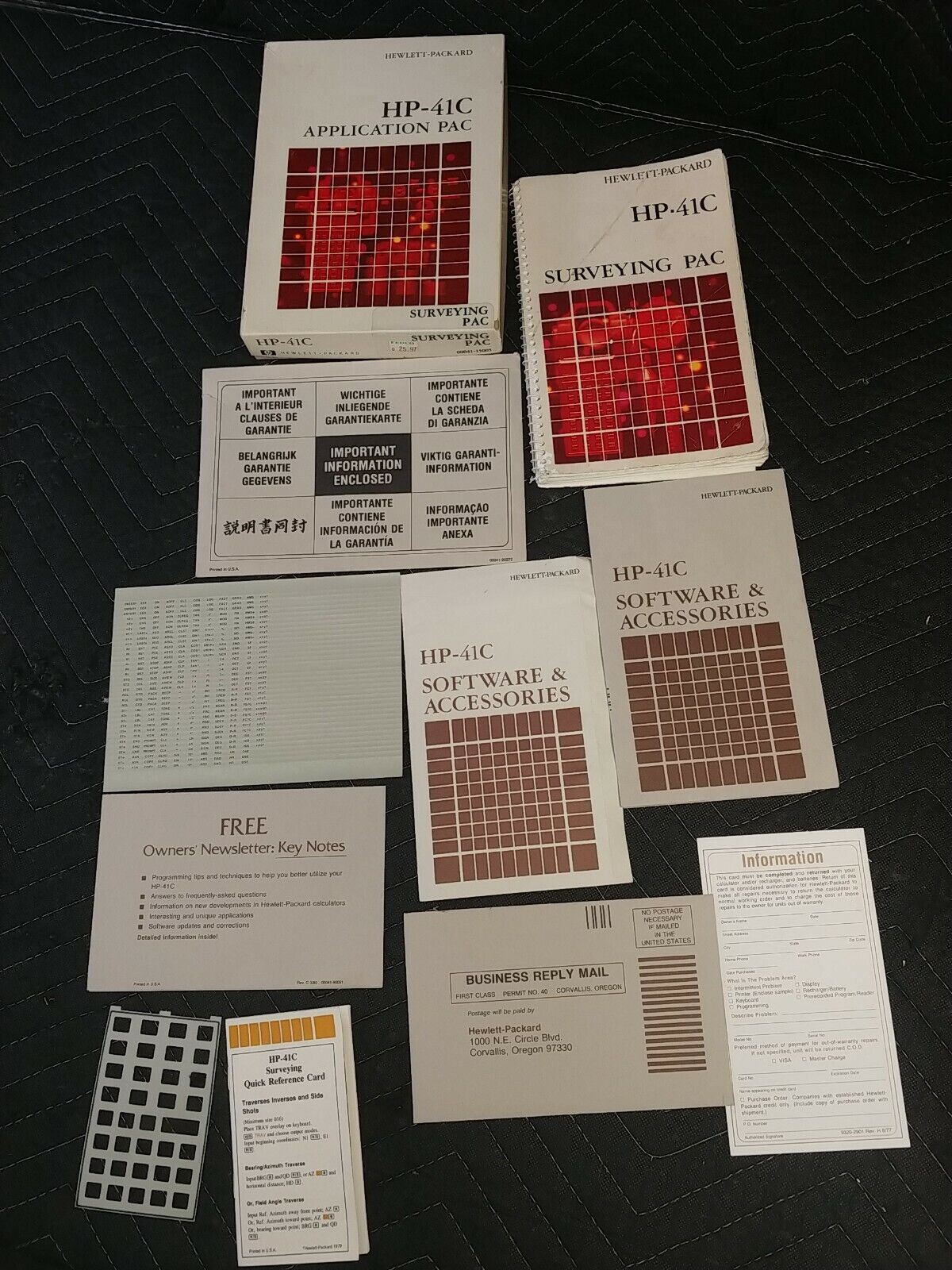 Hewlett-Packard HP-41C Application Pac / Surveying Pac Box, Manual & Papers Only