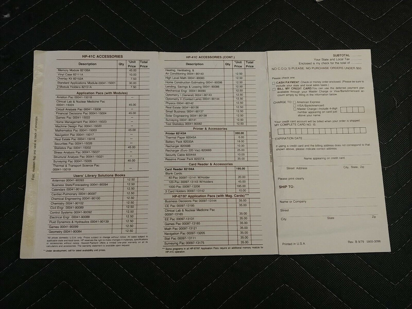 Hewlett-Packard HP-41C Application Pac / Surveying Pac Box, Manual & Papers Only