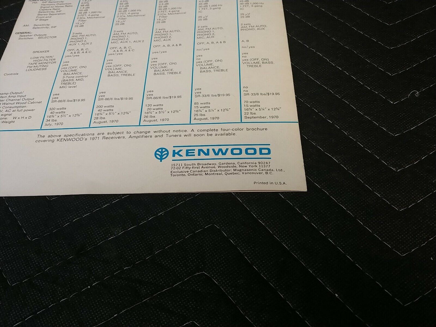 1971 Kenwood Stereo Receivers Amplifiers/Tuners Ad Brochure