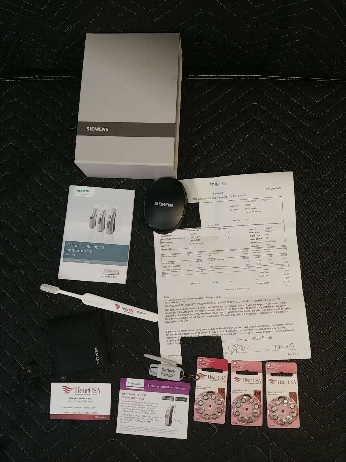 SIEMENS ORION 2 S BTE RIGHT EAR HEARING AID With Case, Manual & Batteries