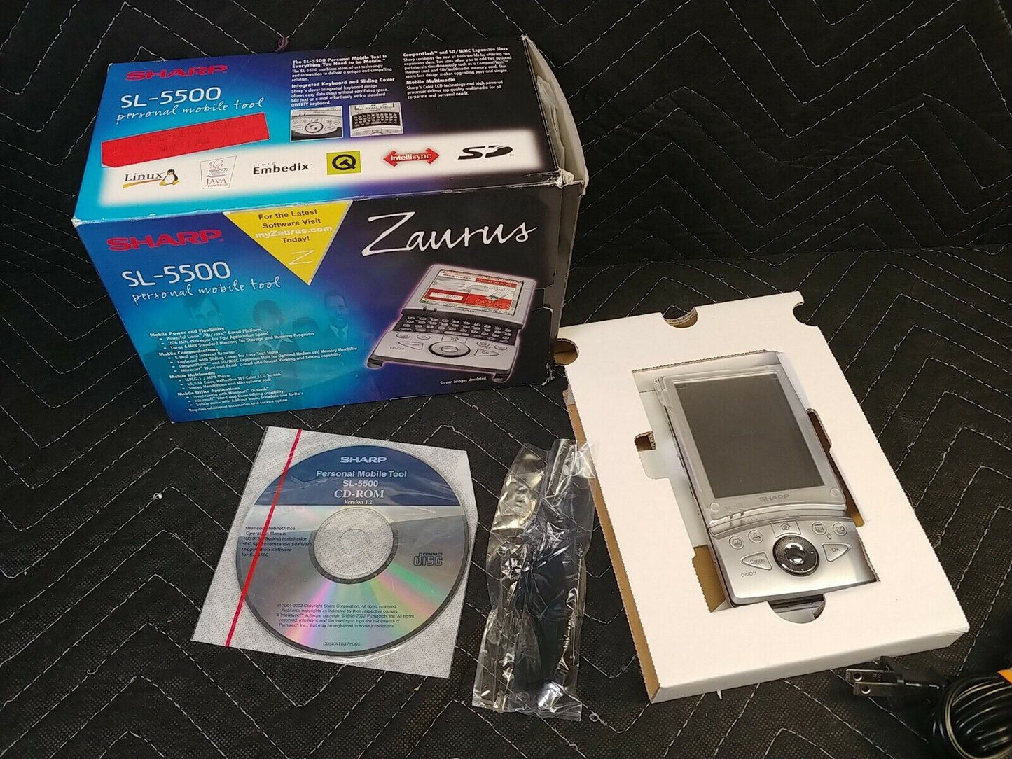 Sharp Zaurus SL-5500 PDA w/ accessories in original box - WORKING