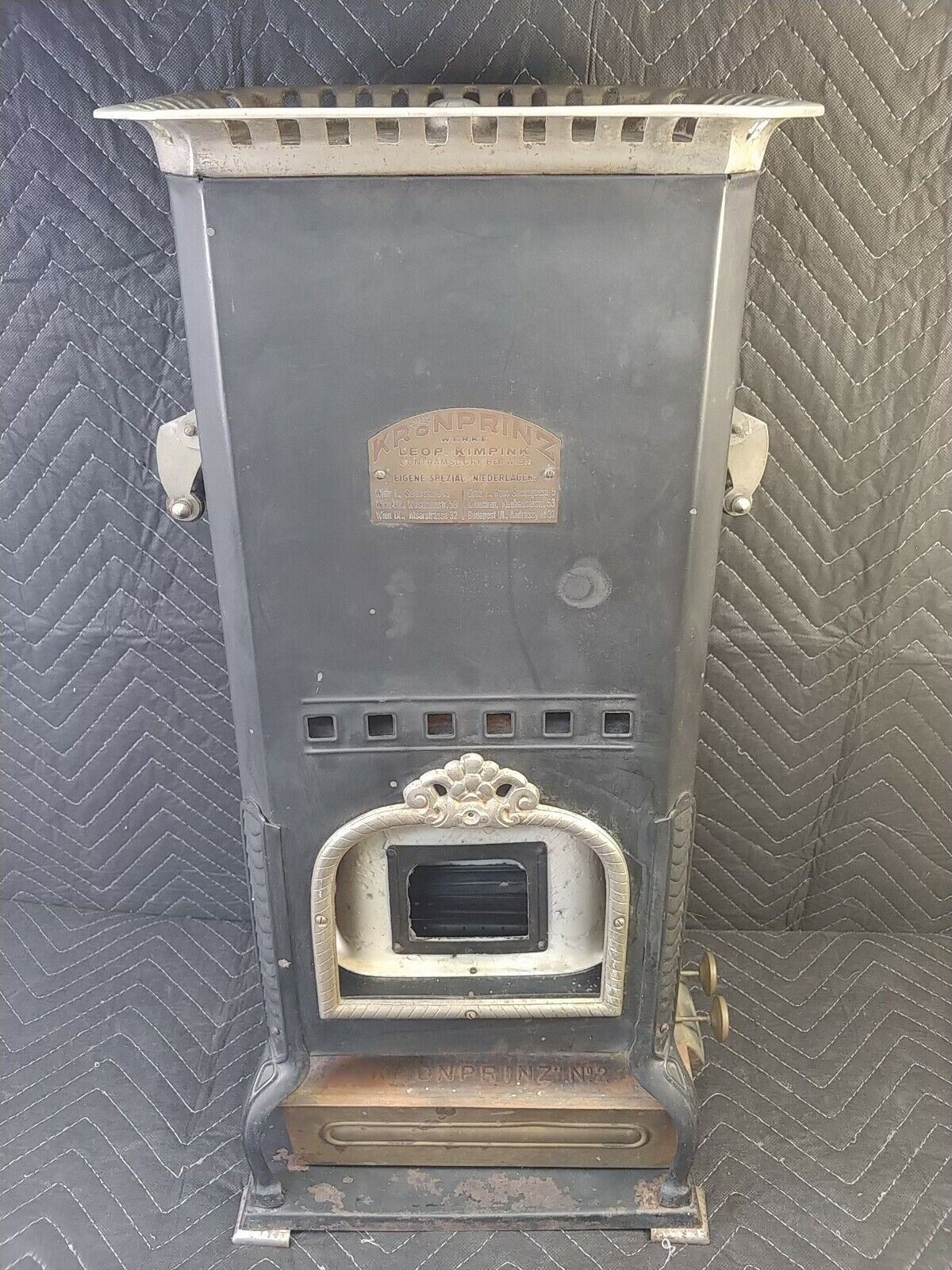 Antique Kronprinz Werke No.2 Parlor Stove Trench Heater Hearth Wide Wick Petrol