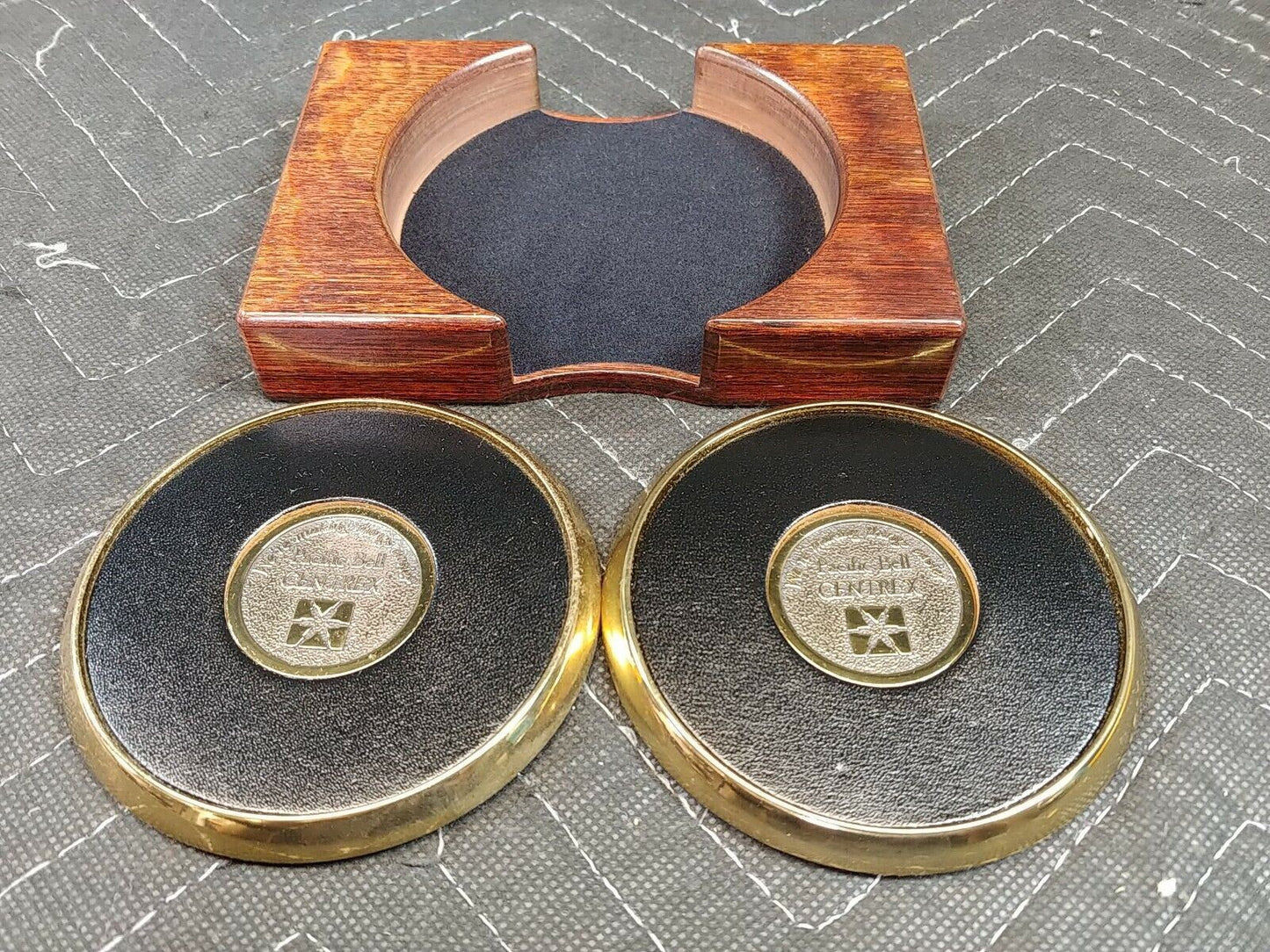 PACIFIC BELL CENTREX Program Coasters Wood & Brass - Display Quality
