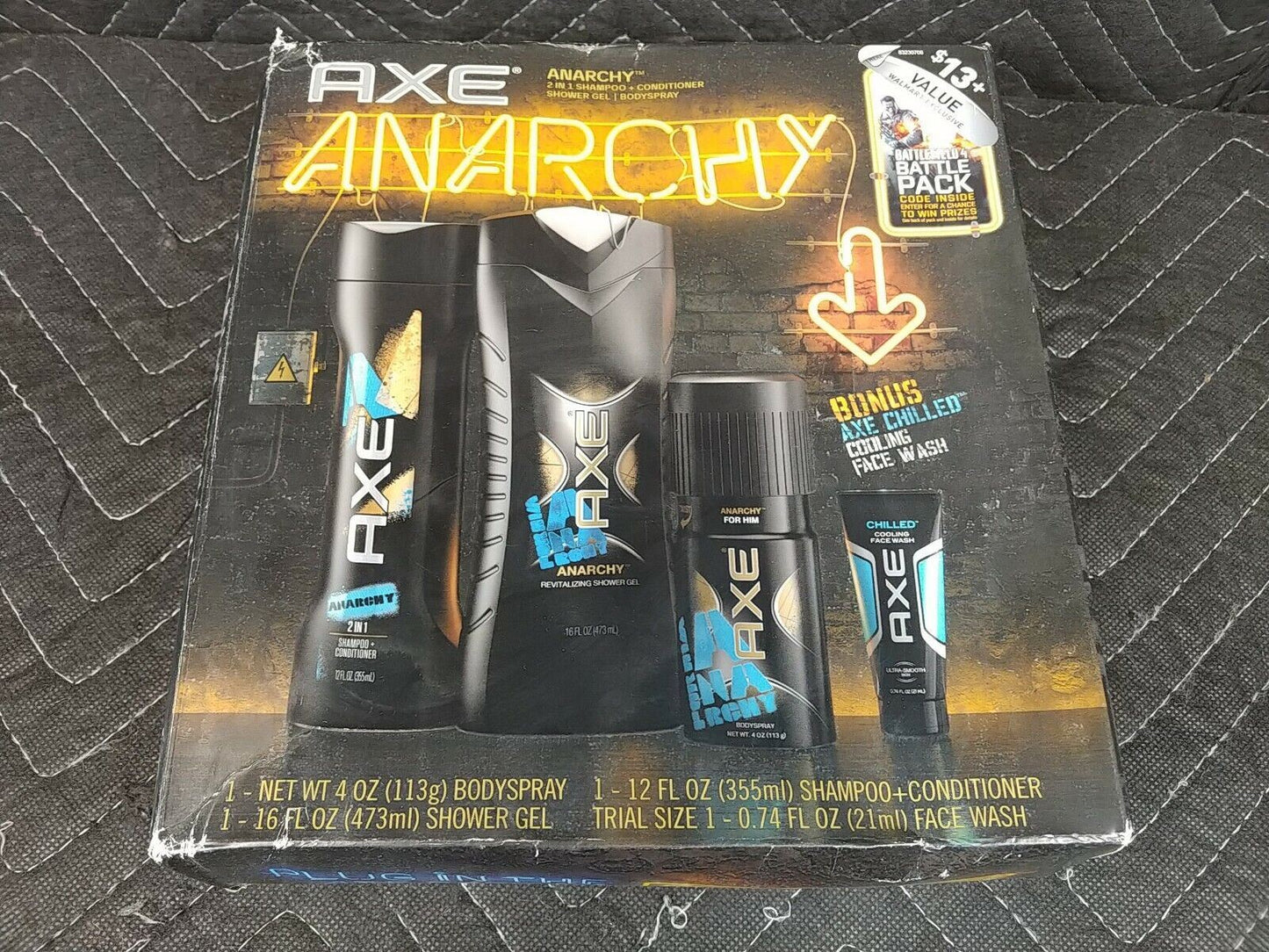 Axe Mens Anarchy Battlefield 4 Cooling Face Wash, Shampoo, Body Wash, Body Spray