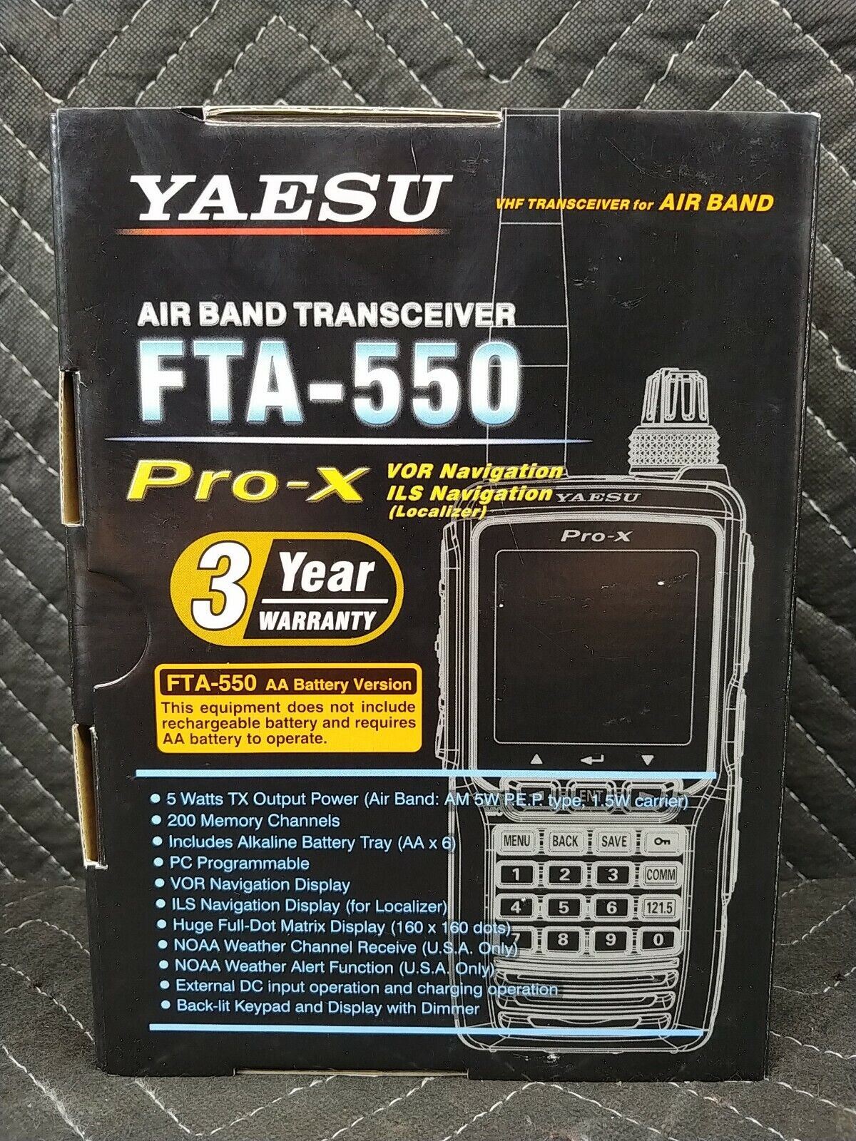 Yaesu FTA550 Air Band Handheld VHF Transceiver - VOR ILS Localizer