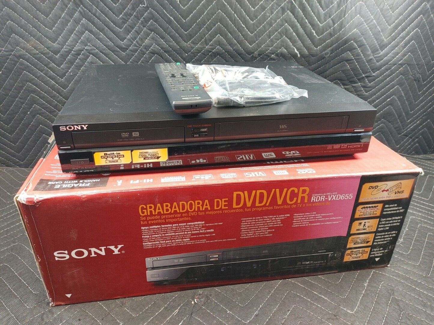 Sony RDR-VXD655 | DVD VCR VHS Player Recorder Dub Transfer HDMI w/ Remote & Box
