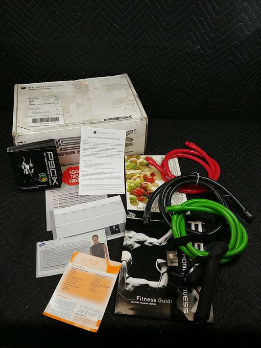 Beach Body P90x Extreme Home Fitness DVD Workout Set And Weight Cords