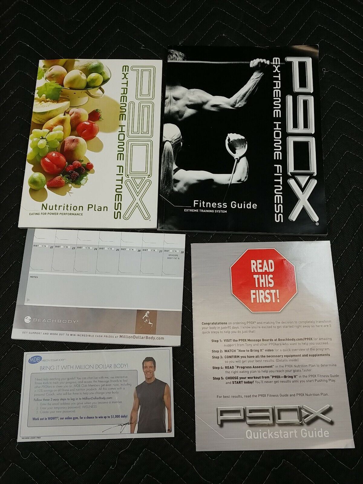 Beach Body P90x Extreme Home Fitness DVD Workout Set And Weight Cords