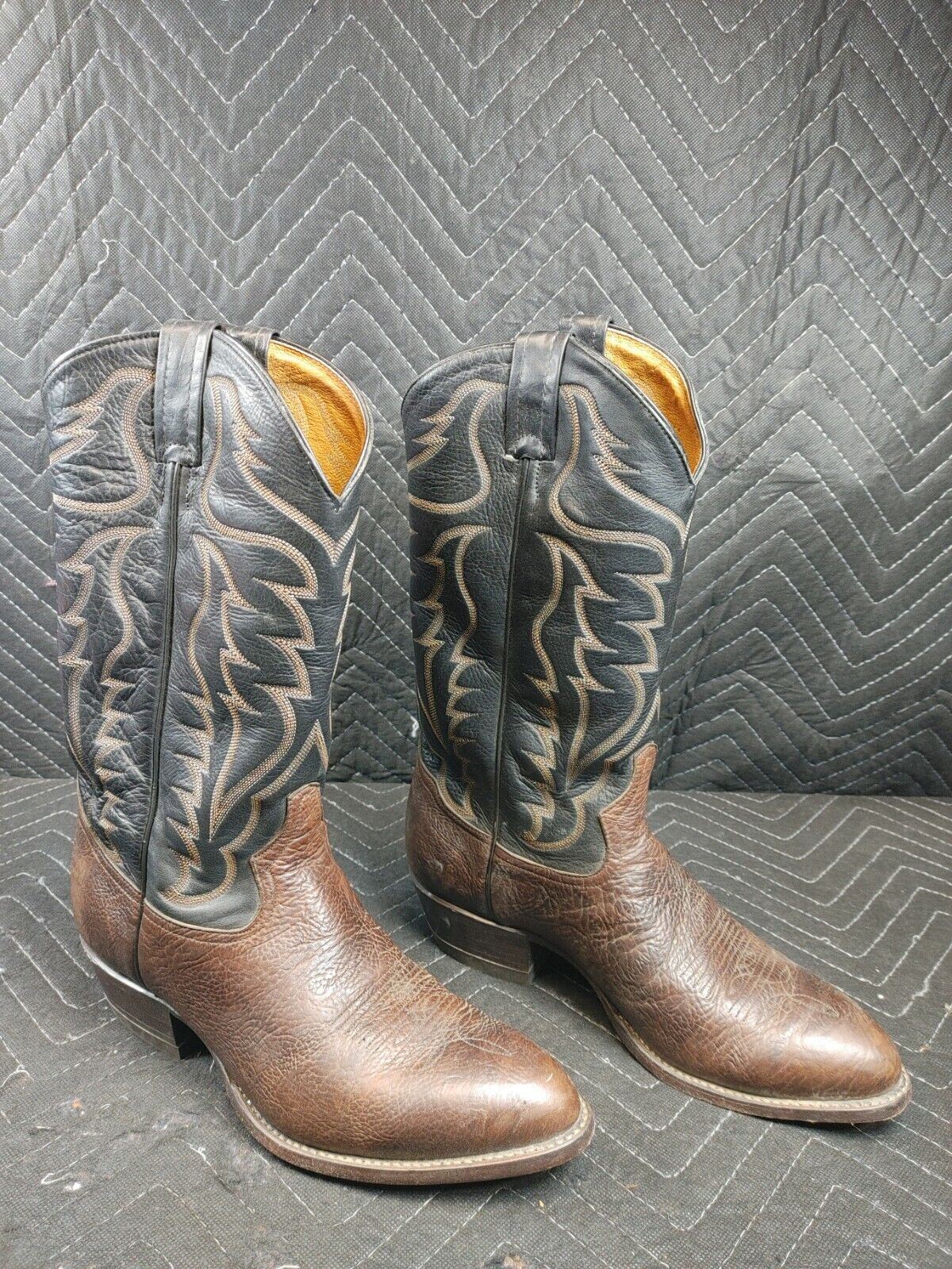 Tony Lama #6171 2-Tone Leather  Cowboy Western Pull On Men's Boots Size 8.5 EE