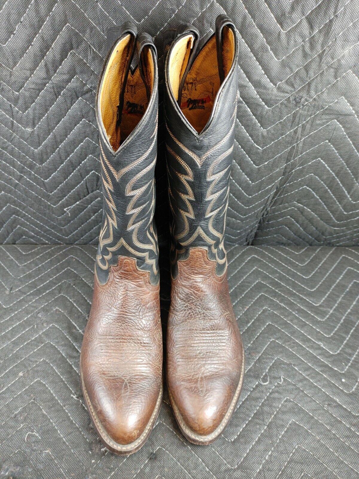 Tony Lama #6171 2-Tone Leather  Cowboy Western Pull On Men's Boots Size 8.5 EE