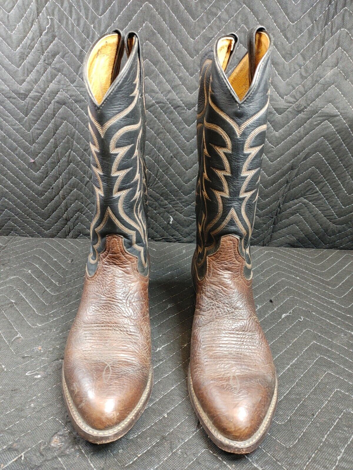 Tony Lama #6171 2-Tone Leather  Cowboy Western Pull On Men's Boots Size 8.5 EE