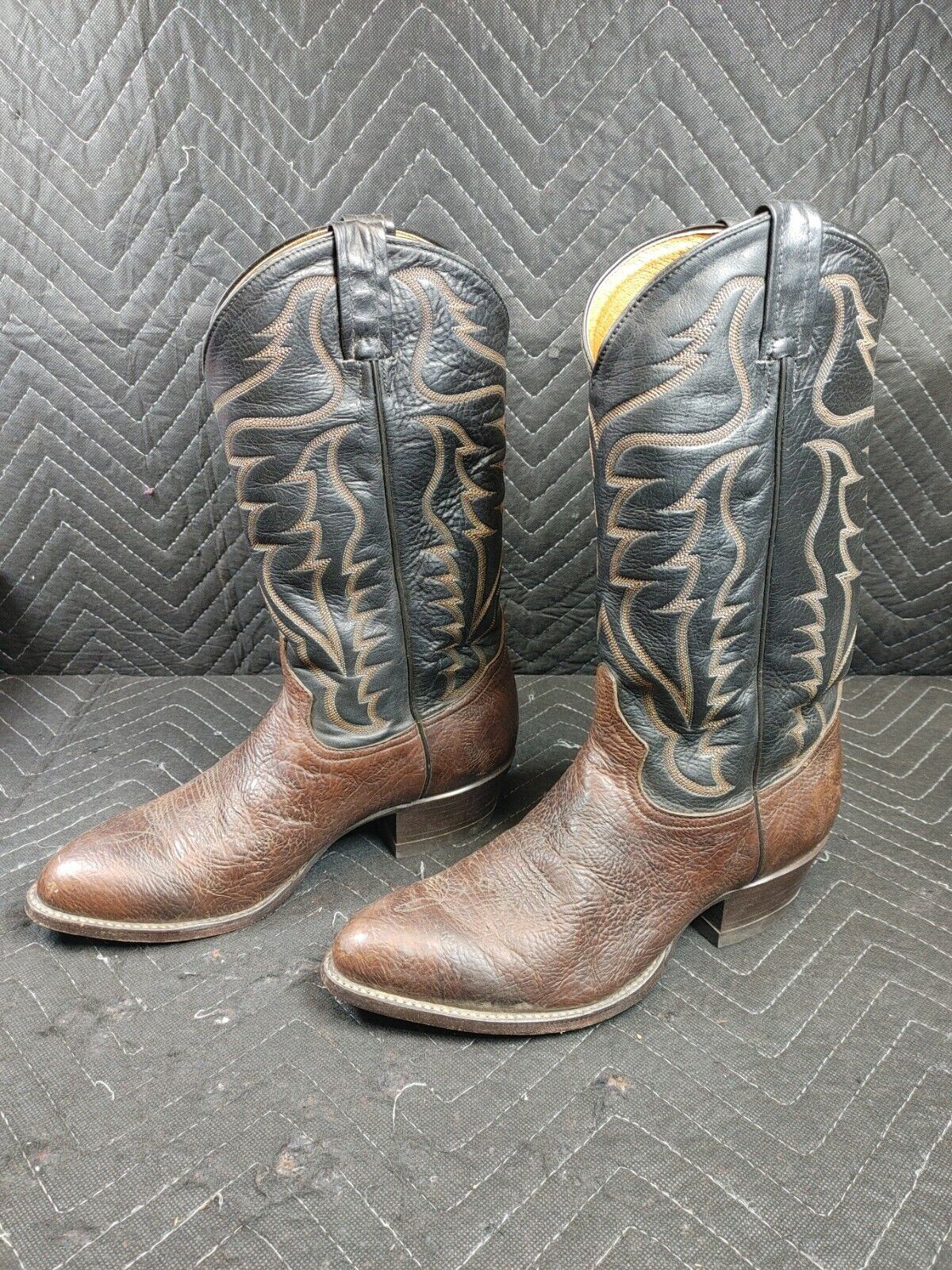 Tony Lama #6171 2-Tone Leather  Cowboy Western Pull On Men's Boots Size 8.5 EE