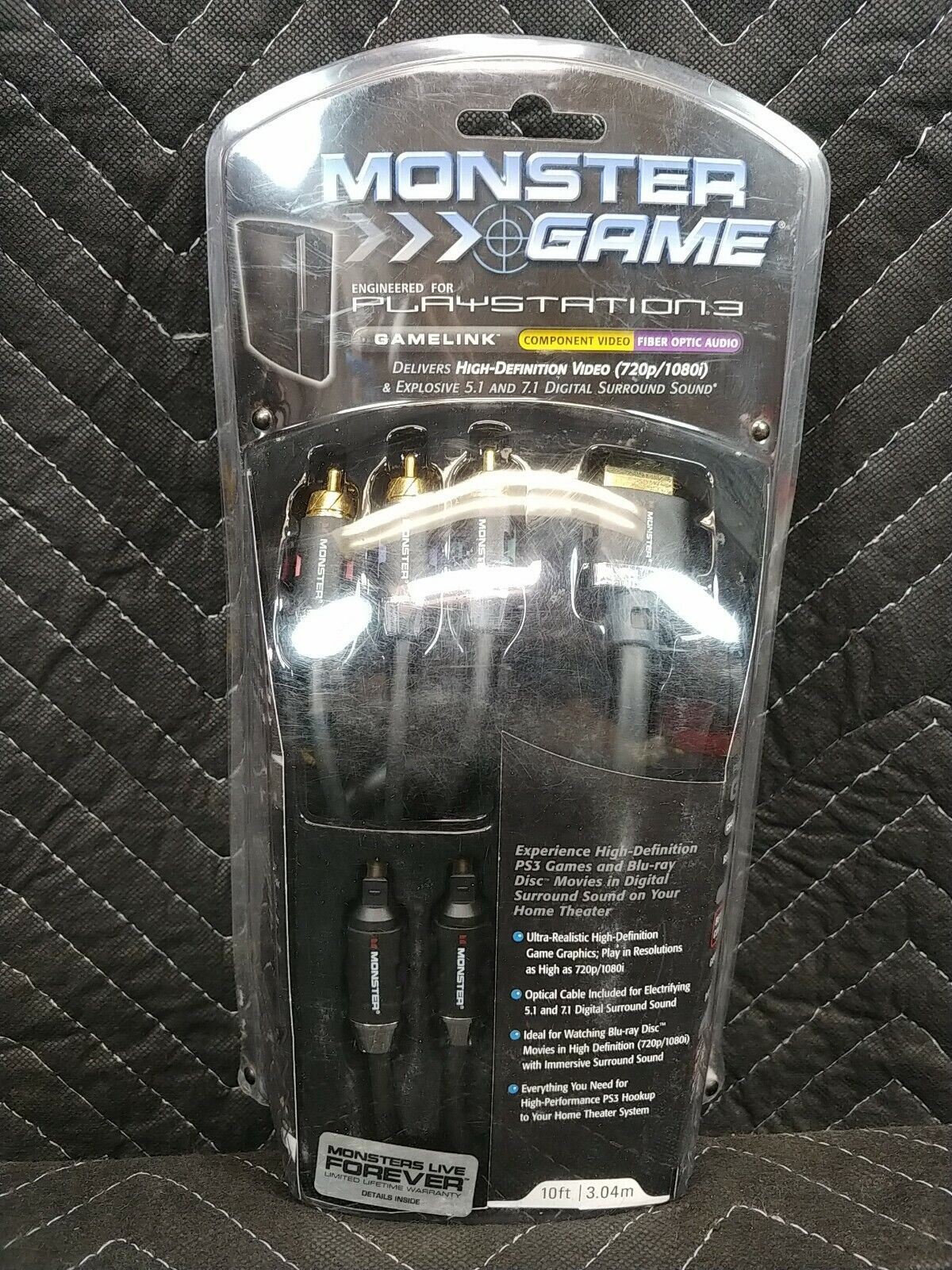 Monster Game PS3 Component Video Fiber Optic Audio 10ft Cable PS3/2