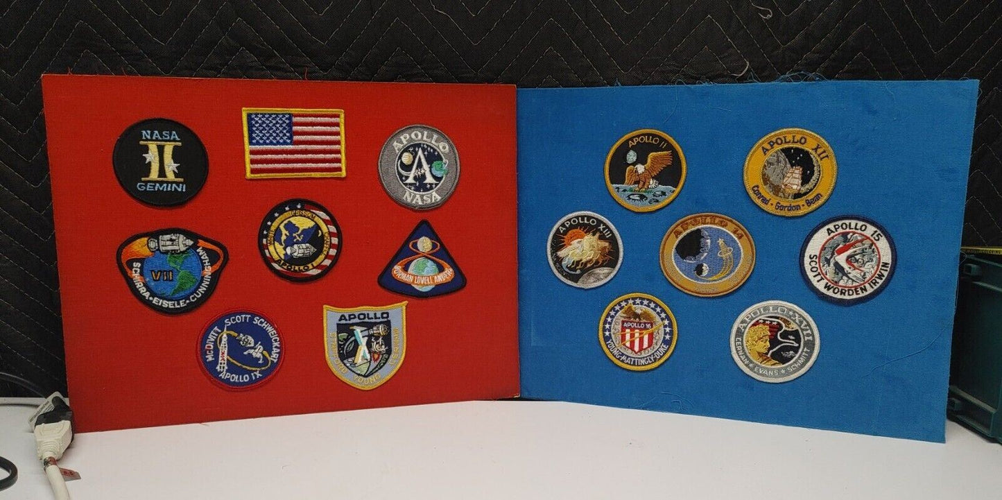 ORIGINAL VINTAGE NASA APOLLO LEM MOON PATCH COLLECTION MOUNTED IN 1973