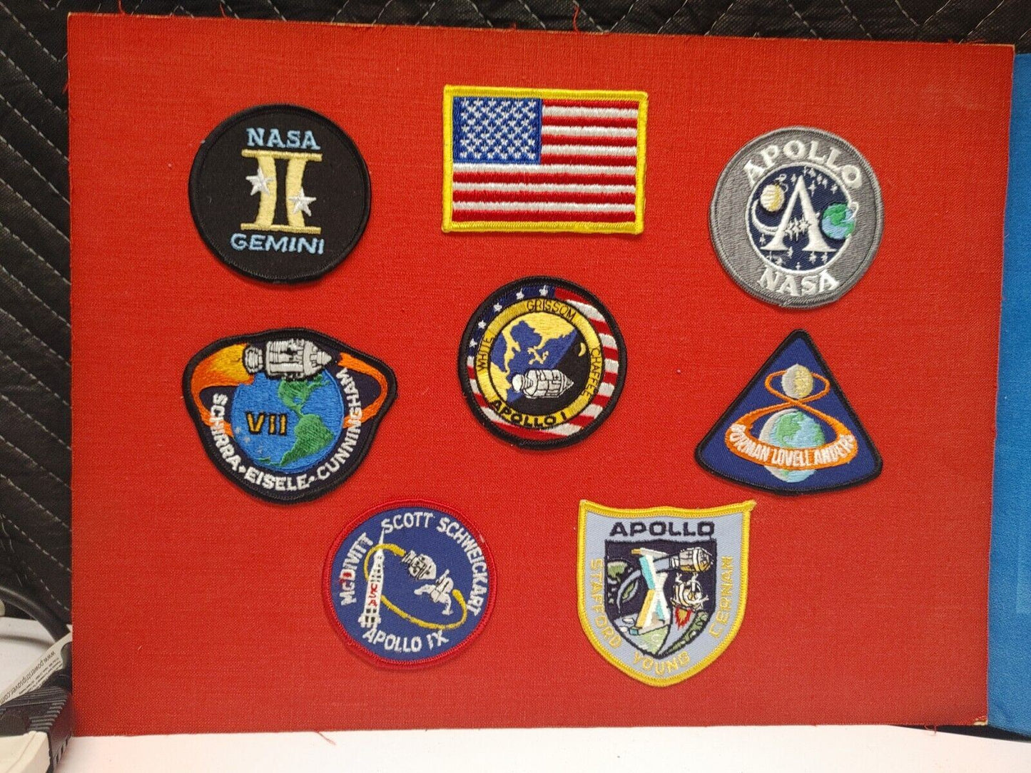 ORIGINAL VINTAGE NASA APOLLO LEM MOON PATCH COLLECTION MOUNTED IN 1973