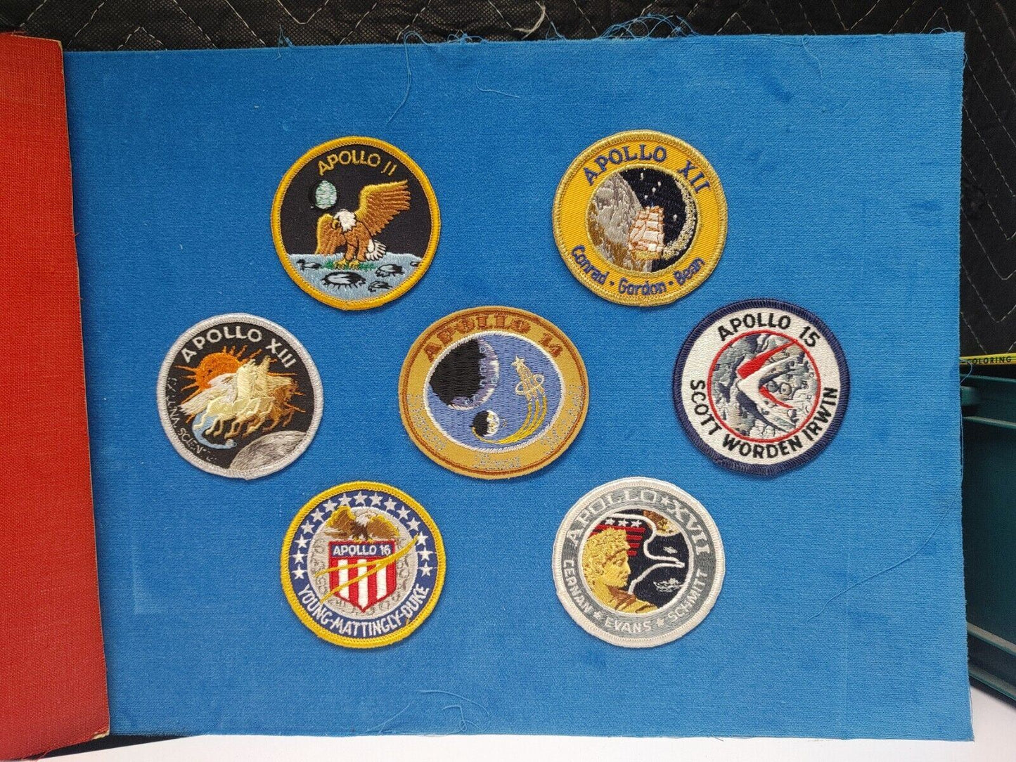 ORIGINAL VINTAGE NASA APOLLO LEM MOON PATCH COLLECTION MOUNTED IN 1973