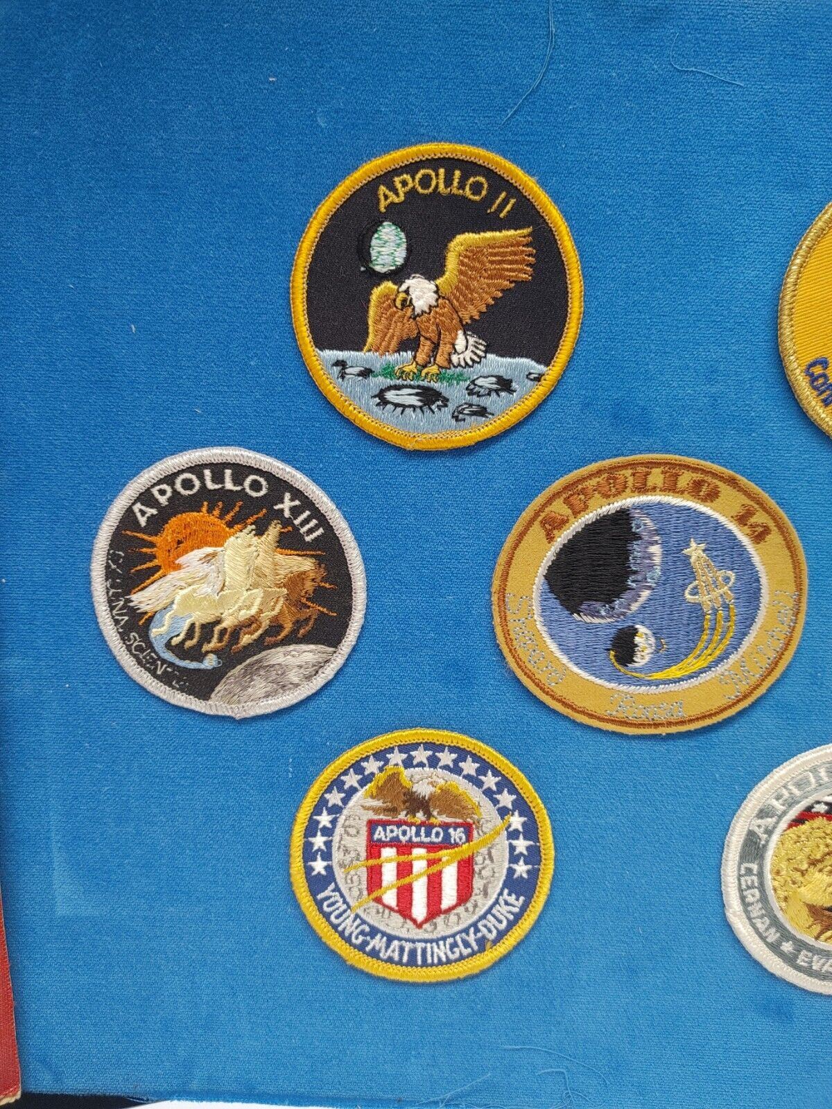 ORIGINAL VINTAGE NASA APOLLO LEM MOON PATCH COLLECTION MOUNTED IN 1973