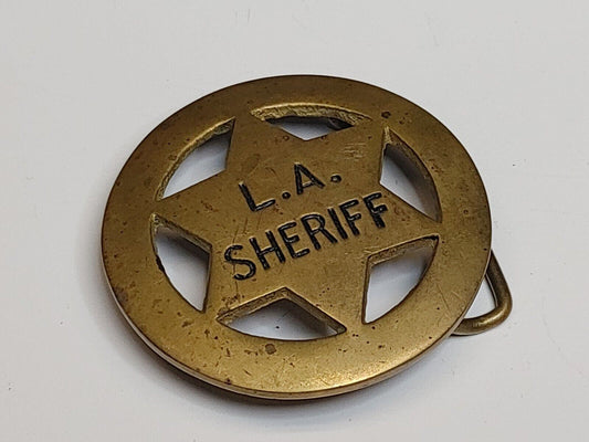 1970s **L.A. SHERIFF** LOS ANGELES CALIFORNIA SOLID BRASS BELT BUCKLE