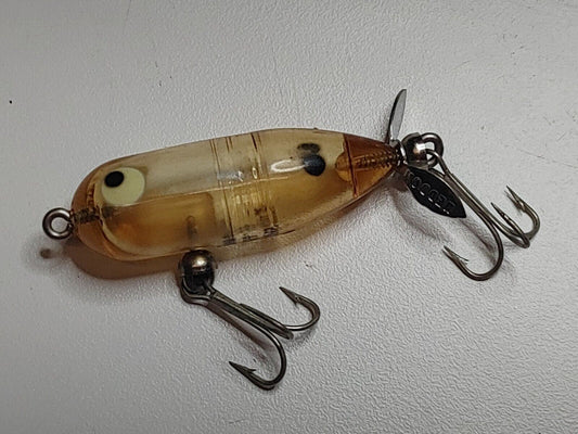 Super Tough Heddon Tiny Torpedo - Clear w/ 2 black dots - Vintage - No Corrosion