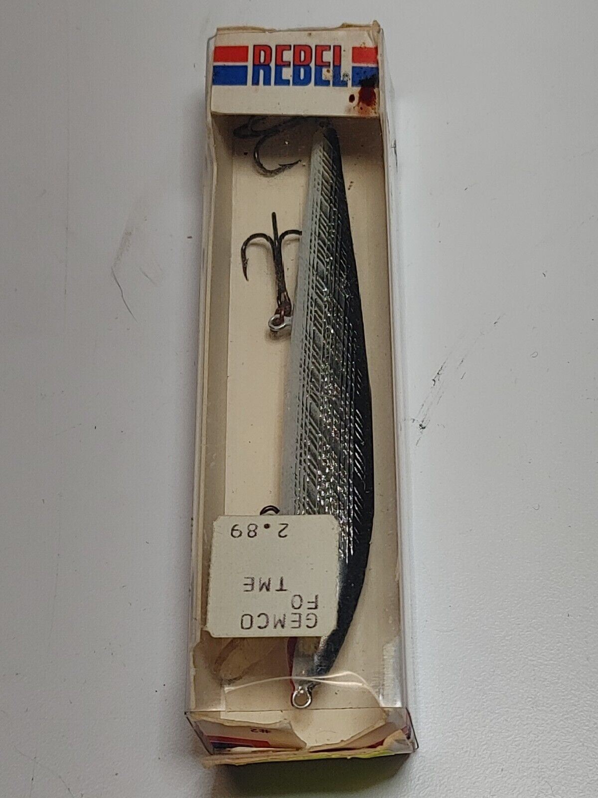 Vintage NOS Rebel Silver & Black F-2001 Floating Minnow Lure - 4 1/2 inch