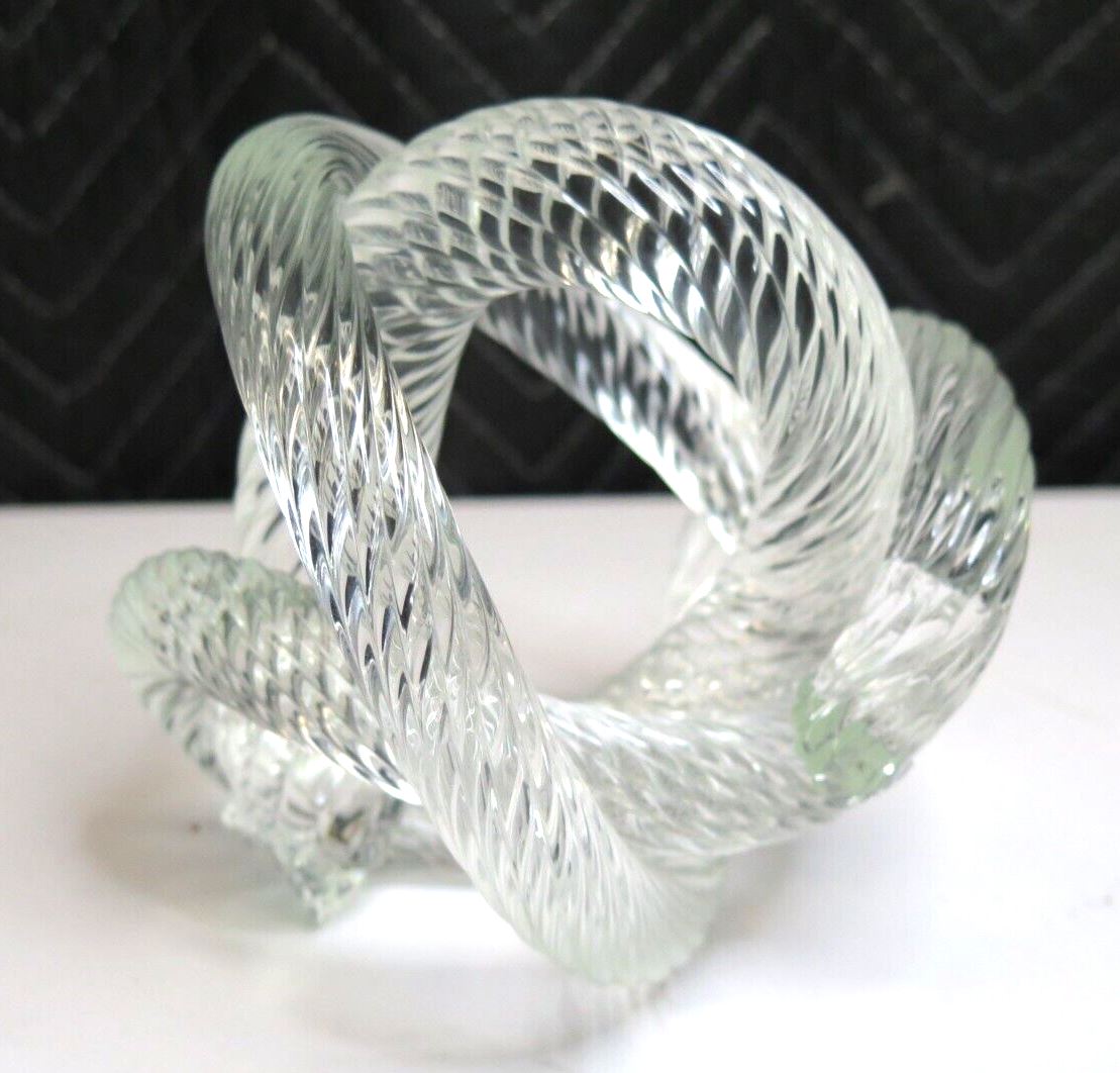 Mid-century Italian Blown Glass Signed Zanetti Twisted Rope Knot - 6" x 6"
