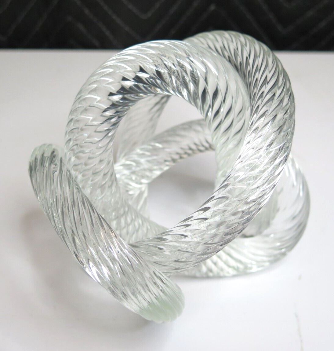 Mid-century Italian Blown Glass Signed Zanetti Twisted Rope Knot - 6" x 6"