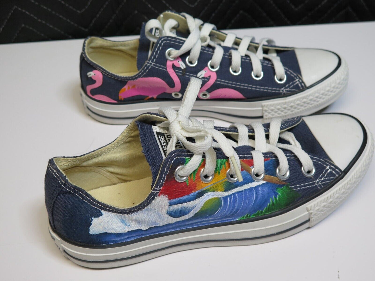 Shark Attack Converse Sneakers Men's 5 (Women's 7)  - Hang Loose Flamingo