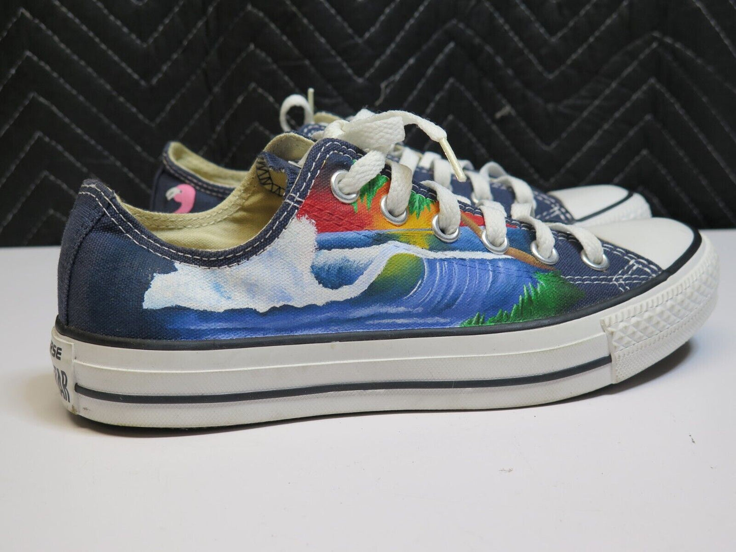 Shark Attack Converse Sneakers Men's 5 (Women's 7)  - Hang Loose Flamingo