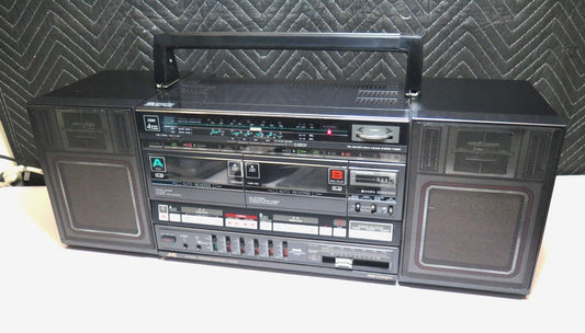 The Retro BoomBox JVC PC-W350 Vintage Ghetto Blaster  W/ Working Tape Decks