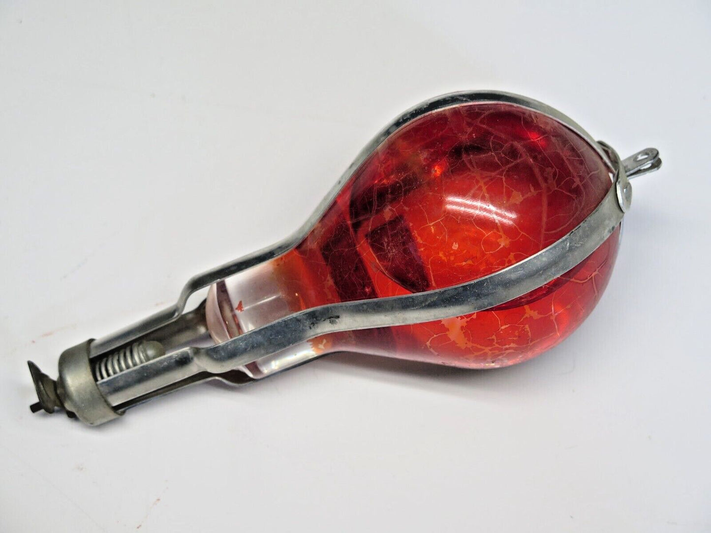 Red Comet Glass Fire Extinguisher, full of fluid w/ Wire Cage