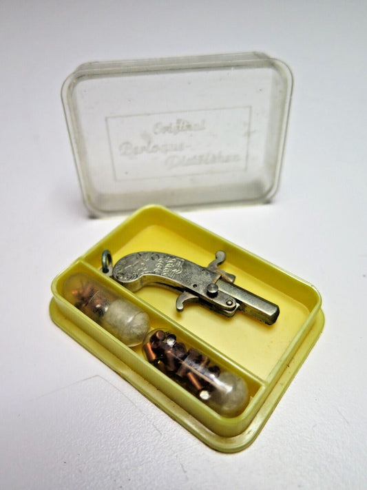 ANTIQUE VTG MINIATURE BERLOQUE PISTOLCHEN FOB CAP TOY IN BOX w/ Caps