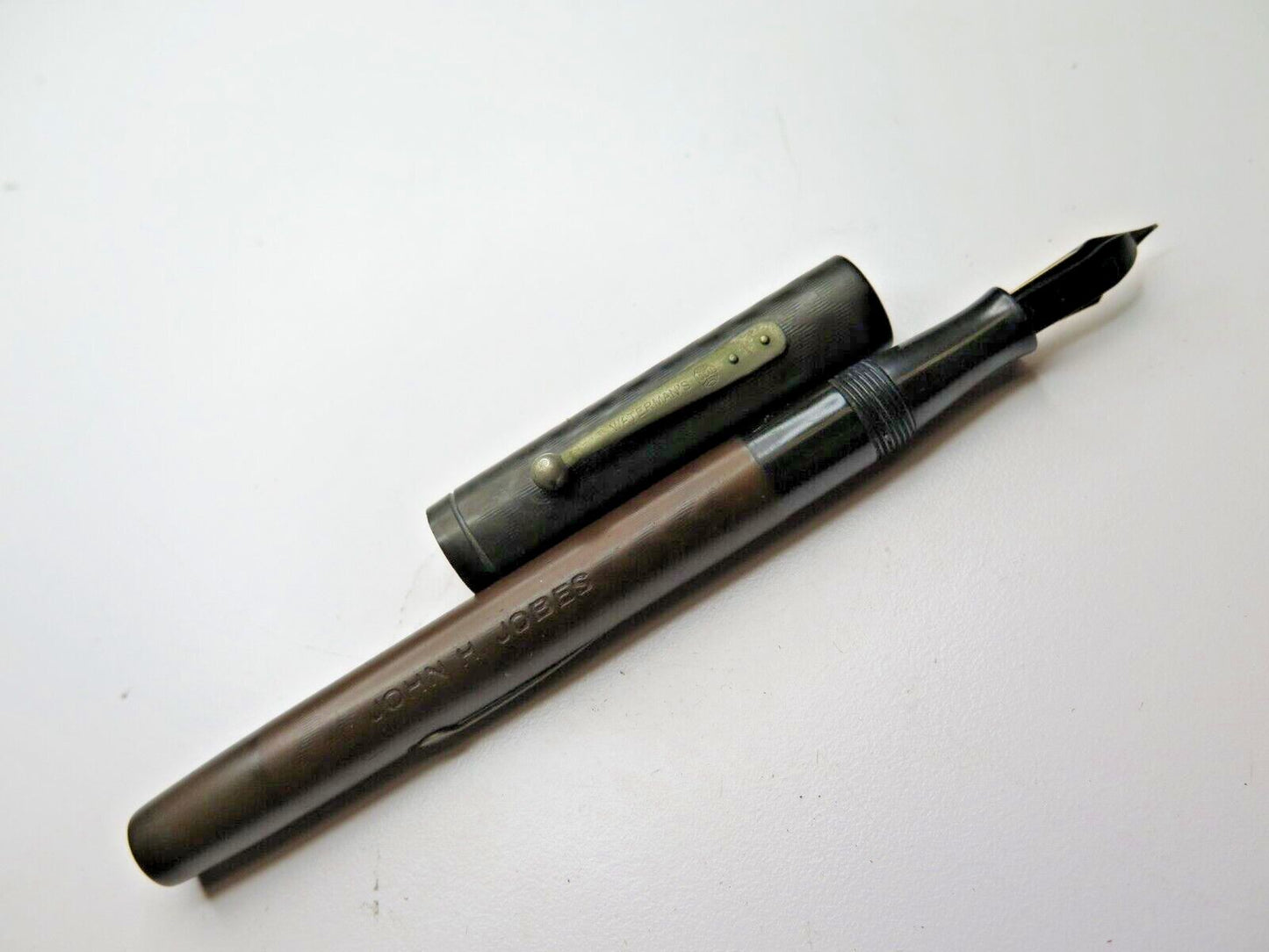 BEAUTIFUL VINTAGE BLACK CHASED HARD RUBBER WATERMAN'S NO. 54 FOUNTAIN PEN