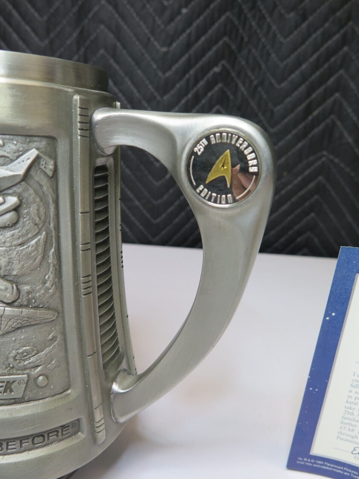 Star Trek 25th Anniversary Pewter Tankard Mug Stein Franklin Mint 1991 w/ COA