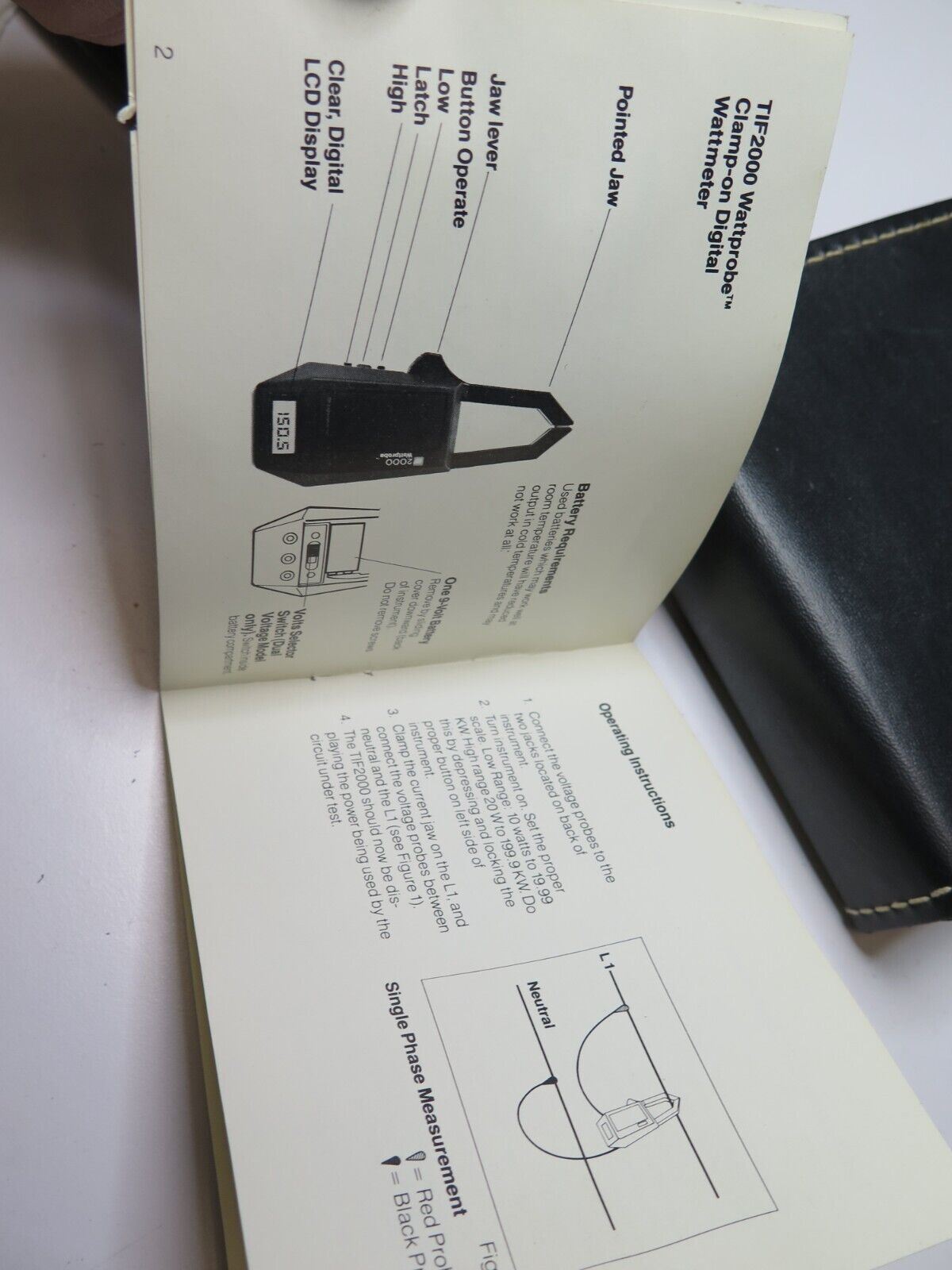 TIF Instruments 2000A Wattprobe w/ Case & Manual
