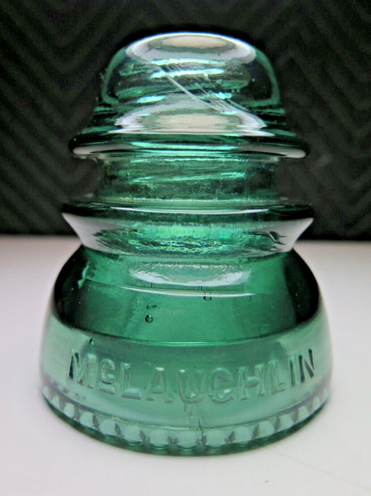 Vintage McLaughlin No 42 Glass Insulator Lime Green Tall Dome